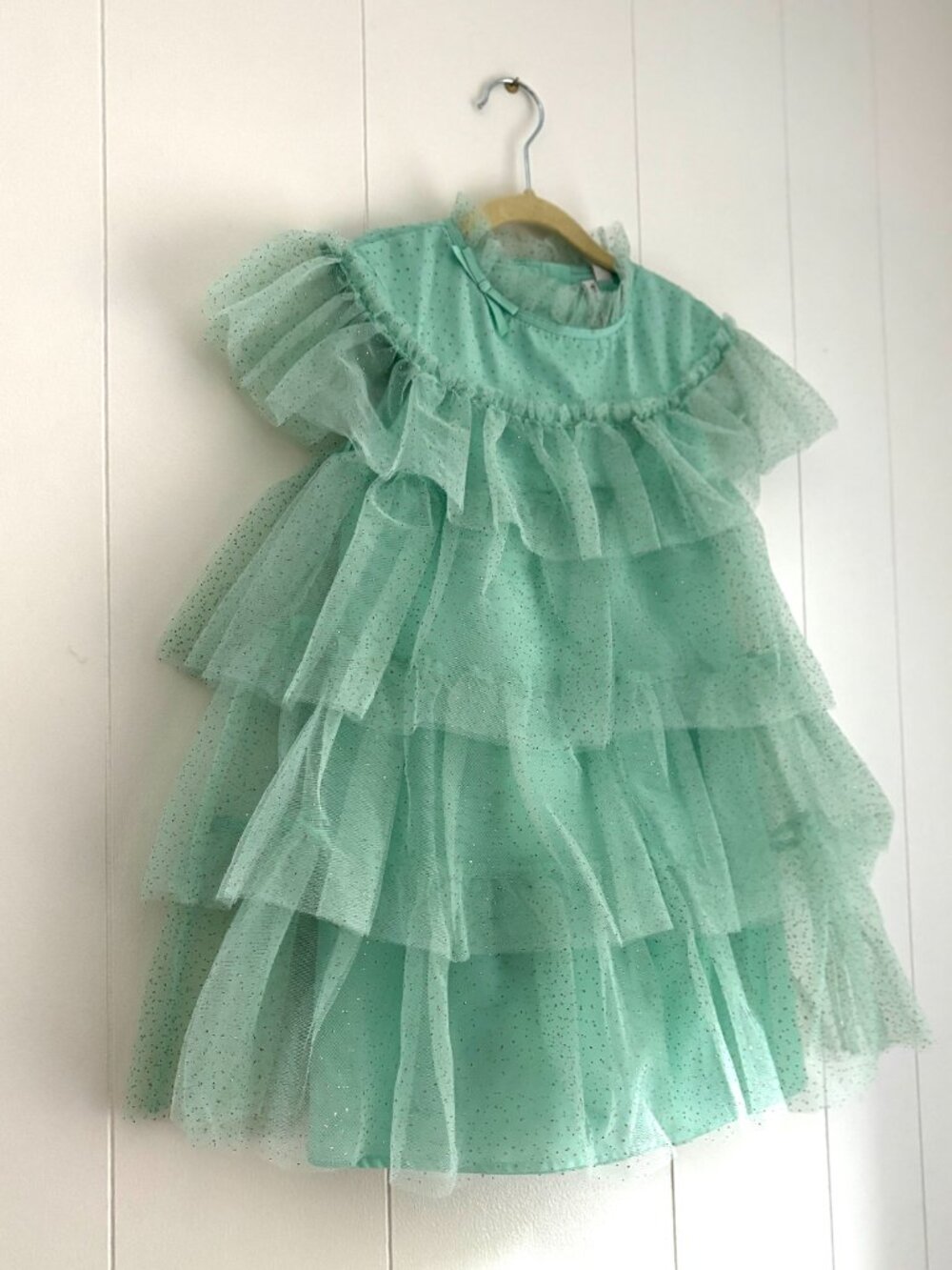 Disney x Janie and Jack Tiana Glitter Tulle Dress Girls Size 6 Mint Party - Picture 2 of 9